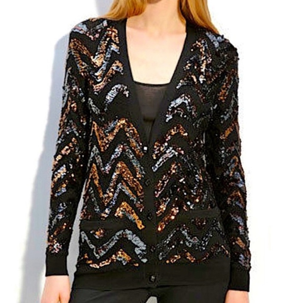 Marc by Marc Jacobs Hobbes Wool Sequin Chevron Cardigan